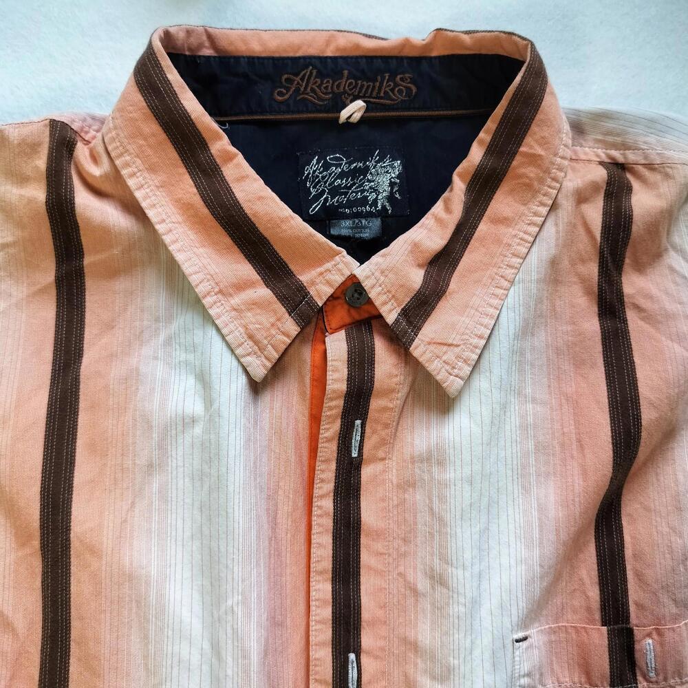 Akademiks A9 Classick Material Jeanius Button Down Shirt M 3XL Orange/Black/Wht